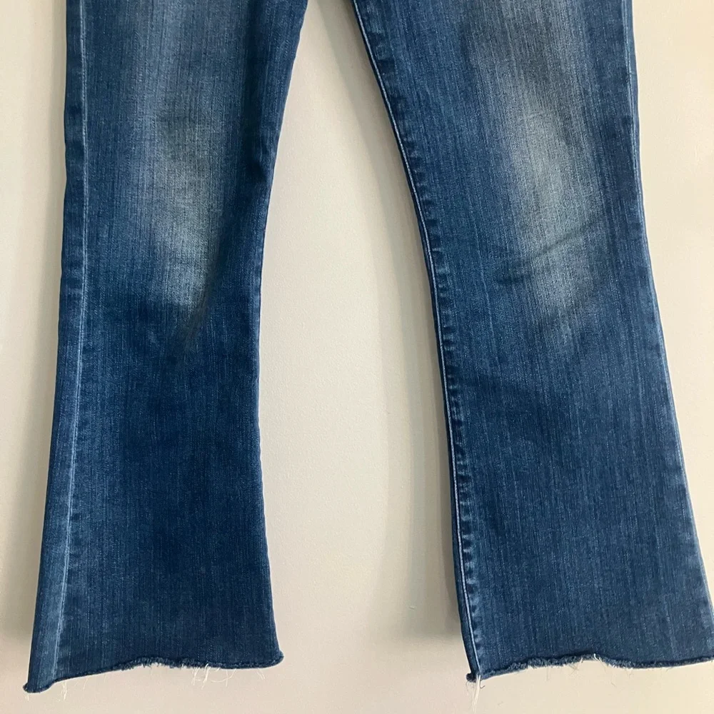 FRAME Le Crop Mini Boot Raw Hem Mid-High Rise Dark Wash Jeans Size 27 - Picture 4 of 12